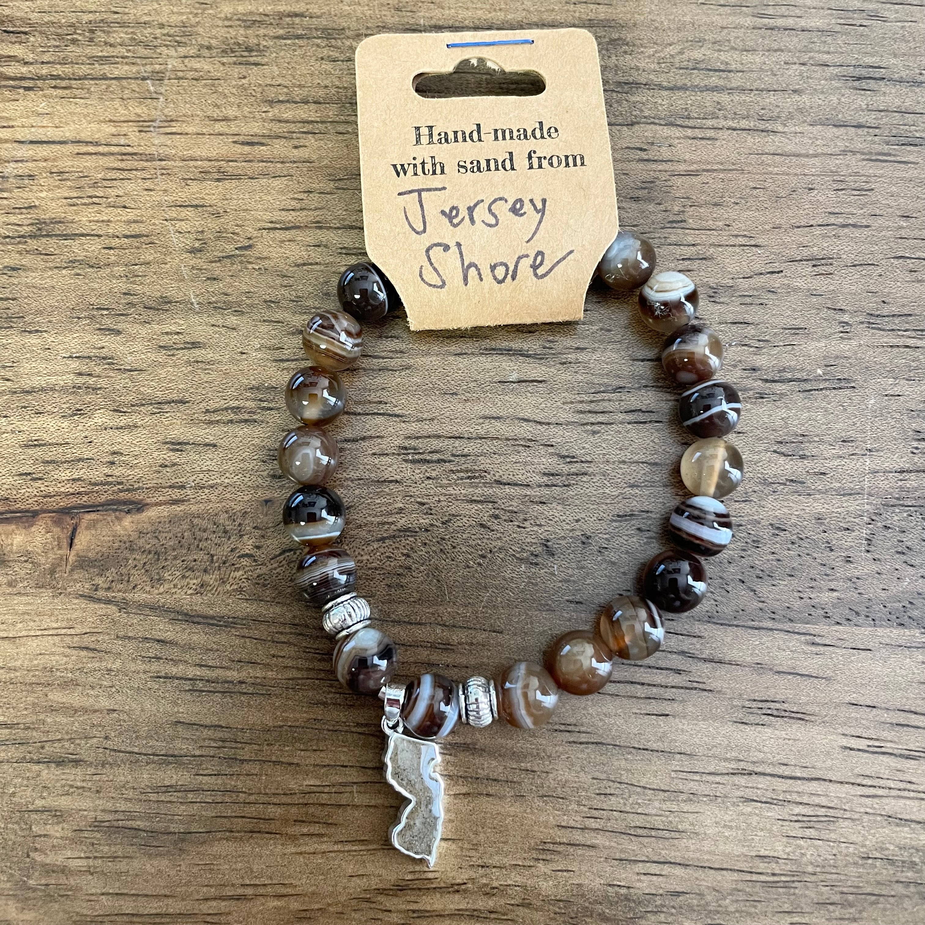 NJ Sand Beaded Bracelet, NJ Charm