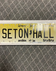 NJ College License Plate Sign on Wood