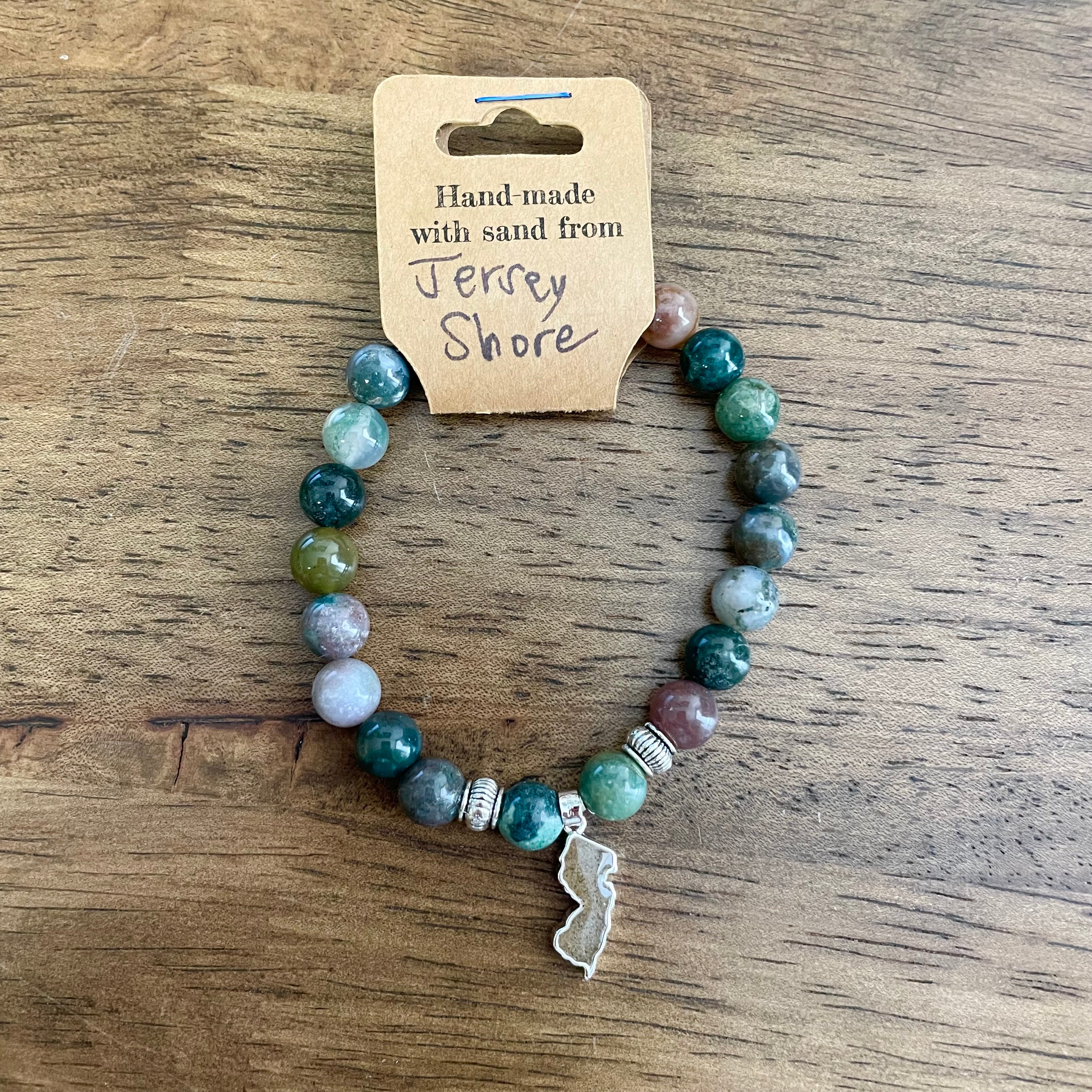 NJ Sand Beaded Bracelet, NJ Charm